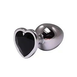 Анальна пробка Fantasy Silver Butt Plug Heart-Shaped S 7 см (чорний) - мініатюра 2