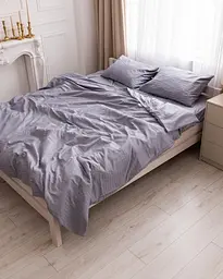Постільна білизна сімейна Dushka Home Страйп сатин 20579 160х215х2 см сіра