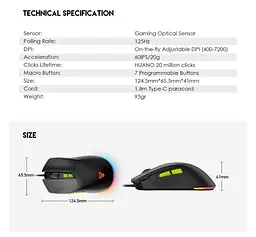Ігрова миша Fantech VX-6 PHANTOMII 60IPS, 20G, 7200DPI Black - мініатюра 9