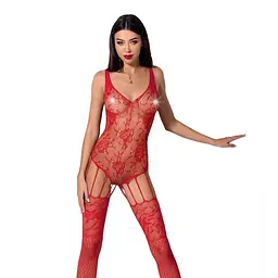 Ажурний бодістокінг з імітацією панчох Passion BS074 red One size