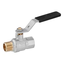 Кран кульовий Kroner 1/2" ВЗ PN40 ручка, нікельований (CV033214) - мініатюра 1