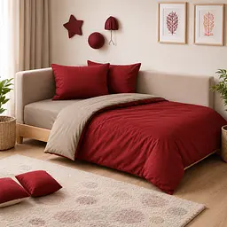 Дитяча постільна білизна MIRSON JUNIOR фланель Cappuchino/Red 200х220см (2200012803653)