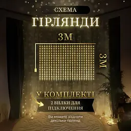 Гірлянда Водоспад GarlandoPro 270 LED 3x3 м, жовтий (1733052Y) - мініатюра 4