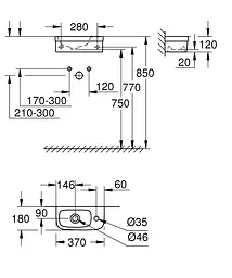 Румийник компактний 37см Grohe Euro Ceramic 39327000, Білий - мініатюра 2