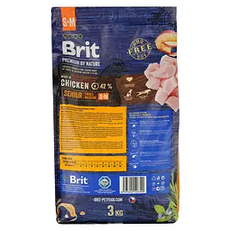 Сухий корм для літніх собак дрібних і середніх порід Brit Premium Senior S+M з куркою 3 кг - мініатюра 2