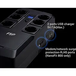 Джерело безперебійного живлення FSP 800 ВА / 800 Вт / 5 А*ч (PPF4801704) - мініатюра 4