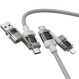 Дата кабель Hoco U151 Goldsmith 4in1 Type-C to USB/Type-C to Lightning 240W (1.2m) Gray - мініатюра 2