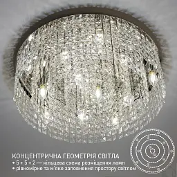 Люстра на 12 ламп ESLLSE KRYSTAL R E14 600x170 мм Хром - мініатюра 9