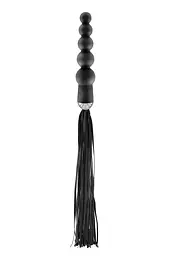 Флогер с ручкой с анальным ожерельем Fetish Tentation Whip with Rosary Handle, 19х4 см, черный - миниатюра 2