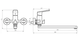 Змішувач для ванни Topaz Lexi TL21208A-H57-BL чорний матовий - мініатюра 2