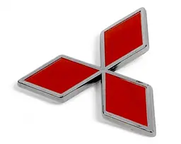 Емблема Mitsubishi Хром - Червона в кермо 36х36 мм на скотчі 17253