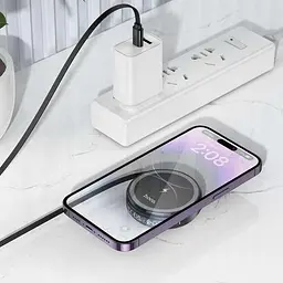 Зарядний бездротовий HOCO CQ18 Flash 2-in-1 Magnetic + iWatch (з висувним кабелем) сірий - мініатюра 5