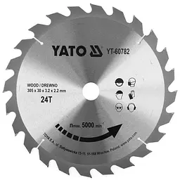 Диск пиляльний победітовий по дереву YATO 305x30x3.2x2.2 мм (YT-60782)