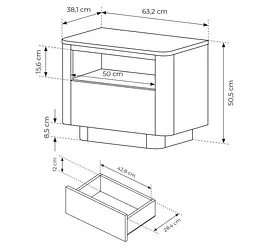 Тумба приліжкова Perfect Home Торро / Torro 1S/63 з 1 шухлядою Дуб кремона/чорний (PFH-091419) - мініатюра 3
