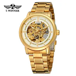 Чоловічий наручний годинник 8173 Gold-White Steel Forsining acs0031369