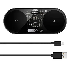 Бездротовий зарядний пристрій Baseus Digital LED Display 2-in-1 20W WXSX010101 Black - мініатюра 2