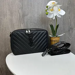 Сумка жіноча маленька через плече крос-боді стьобана стильна Чорна із нікелем 1557ЧН - мініатюра 3