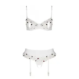 Сексуальний комплект із поясом для панчох Passion LOVELIA Set white L/XL - мініатюра 5