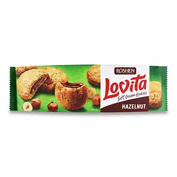 Упаковка здобного печива ROSHEN Lovita Soft Cream Cookies hazelnut 127 г х 16 шт
