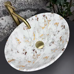 Умивальник VBI Parma S накладний 36x27 см marble white glossy VBI-011031 - мініатюра 5