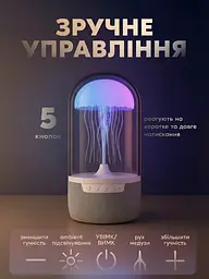 Креативна Bluetooth колонка з підсвічуванням RGB Медуза, 7 кольорів LED, Колонка-нічник з хорошим звучанням, Біла (2082387841) - мініатюра 4