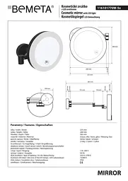 Дзеркало косметичне Bemeta з підсвіткою LED 116101770, Чорний матовий - мініатюра 2