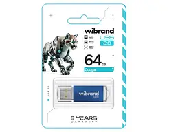 Флешка Wibrand 64 GB Cougar Blue USB 2.0 (WI2.0/CU64P1U) - мініатюра 2
