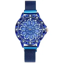 Годинник жіночий з каучуковим ремінцем OPT-TOP Classic Diamonds 40 мм Блакитний (2104618461)