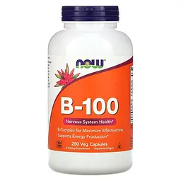 Комплекс В-100, B-Vitamins, для нервової системи, 250 вегетаріанських капсул Now Foods vit0002032