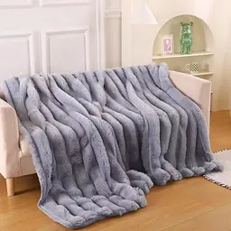 Плед Dushka Home Шиншила в смужку 21769 200х230 см світло-сірий - мініатюра 2