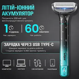 Тример для бороди, носа та тіла VGR Professional Blades тример для гоління, тример для брів, електробритва 5 Вт IPX5 - мініатюра 5