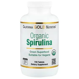 Органічна спіруліна California Gold Nutrition Organic Spirulina, 720 таблеток