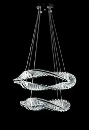 Двоярусна хромована світлодіодна люстра Splendid Ray LD8955/600+450/2B LED (CH) з фігурними кришталевими контурами 60/45 см - мініатюра 2