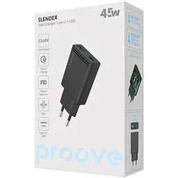 Зарядний пристрій Proove Slender 45W (Type-C + USB) black (WCSL45110001) - мініатюра 4