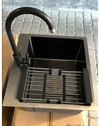 Мийка кухонна Kraft Handmade HS6045-B + кошик 600х450х230х3 мм Чорний 30412 - мініатюра 3