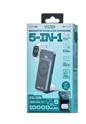 Повербанк Remax Wireless Charger 5in1 RPP-D3 10000 mAh 15W Black - мініатюра 2