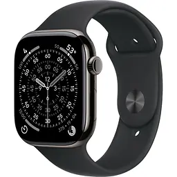 Смарт-годинник Apple Watch Series 11 GPS + Cellular 46mm Slate Titanium Case with Black Sport Band M/L (MFD24) [151116]