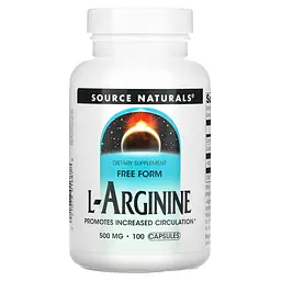 Аргінін, L-Arginine, вільна форма, 500 мг, 100 капсул. Source Naturals vit0002827