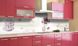 Вініловий кухонний фартух Букет Тюльпанів наклейка для кухні ПВХ Абстракція Бежевий Happy Pocket Z181820 - мініатюра 2