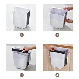 Складне відро для сміття на двері контейнер для сміття 14х17см UKC Foltable Trash Bin сірий - мініатюра 2