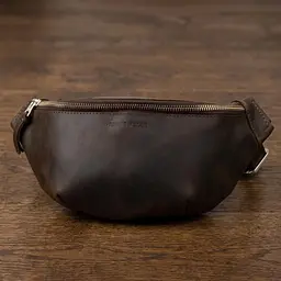 Бананка у вінтажній шкірі Grande Pelle 11154 коричнева - мініатюра 2