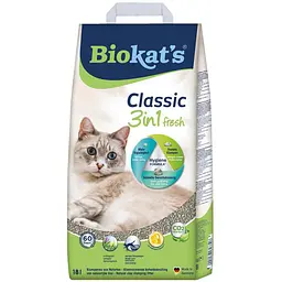 Наповнювач для котячого туалету Biokats Classic Fresh 3in1 бентонітовий 18 л (арт.613796)