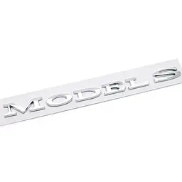 Емблема напис Model S для Tesla Хром 195х18мм пластик (на скотчі)