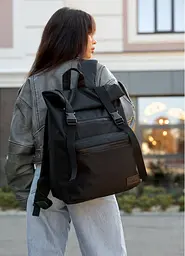 Жіночий рюкзак Sambag RollTop чорний 41 х 30 х 16 см (24238065)