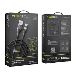 Кабель для заряджання та обміну даними Yoki YK-LE17 LED Series USB/Type C 60W 3A/20V 2 m Black - мініатюра 2