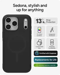 Оригінальний протиударний чохол для iPhone 17 Pro ZAGG Gear4 Sedona MagSafe KS Black з підставкою - мініатюра 3
