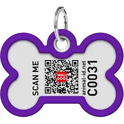 Адресник для собак і котів Waudog Smart ID з QR паспортом Градієнт фіолетовий 4х2.8 см - мініатюра 4