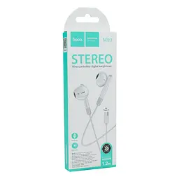 Дротові навушники Type-C Hoco M93 Stereo вакуумні з мікрофоном 1.2m White - мініатюра 3