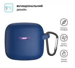 Силіконовий чохол для навушників JBL Tune Flex, Hang Case, синій, ультратонкий захисний кейс товщиною 2 мм, захист від подряпин, пилу та ударів, компактний, з карабіном для кріплення, ArmorStandart (ARM79920) - мініатюра 2