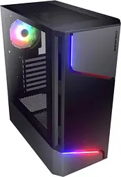 Корпус Cougar MX360 RGB Black, без БЖ, Mid Tower, ATX / Micro ATX / Mini ITX, 3xUSB, 2x3.5`/2x2.5`, 1x120 RGB Fan, скляне вікно, 210x460x378мм - мініатюра 3